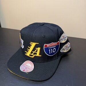 Mitchell & Ness Los Angeles Lakers NBA Snapback Hat One Size Black/Yellow